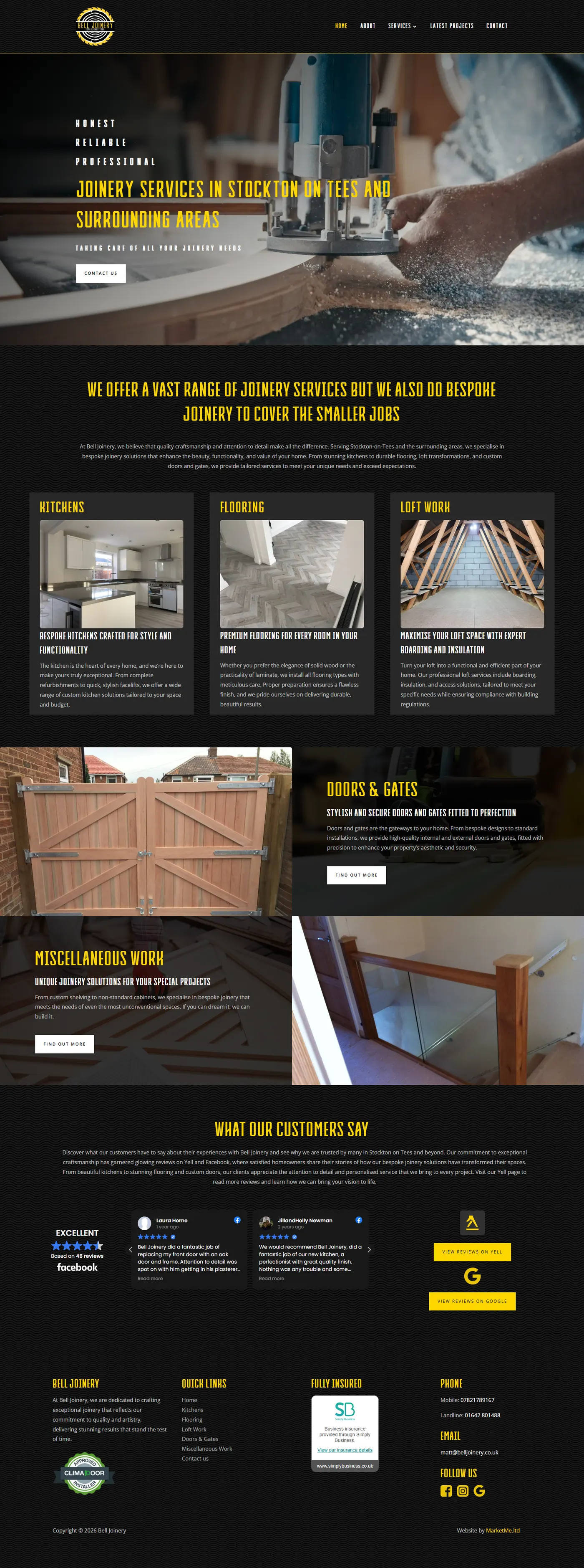 Bell Joinery website screenshot