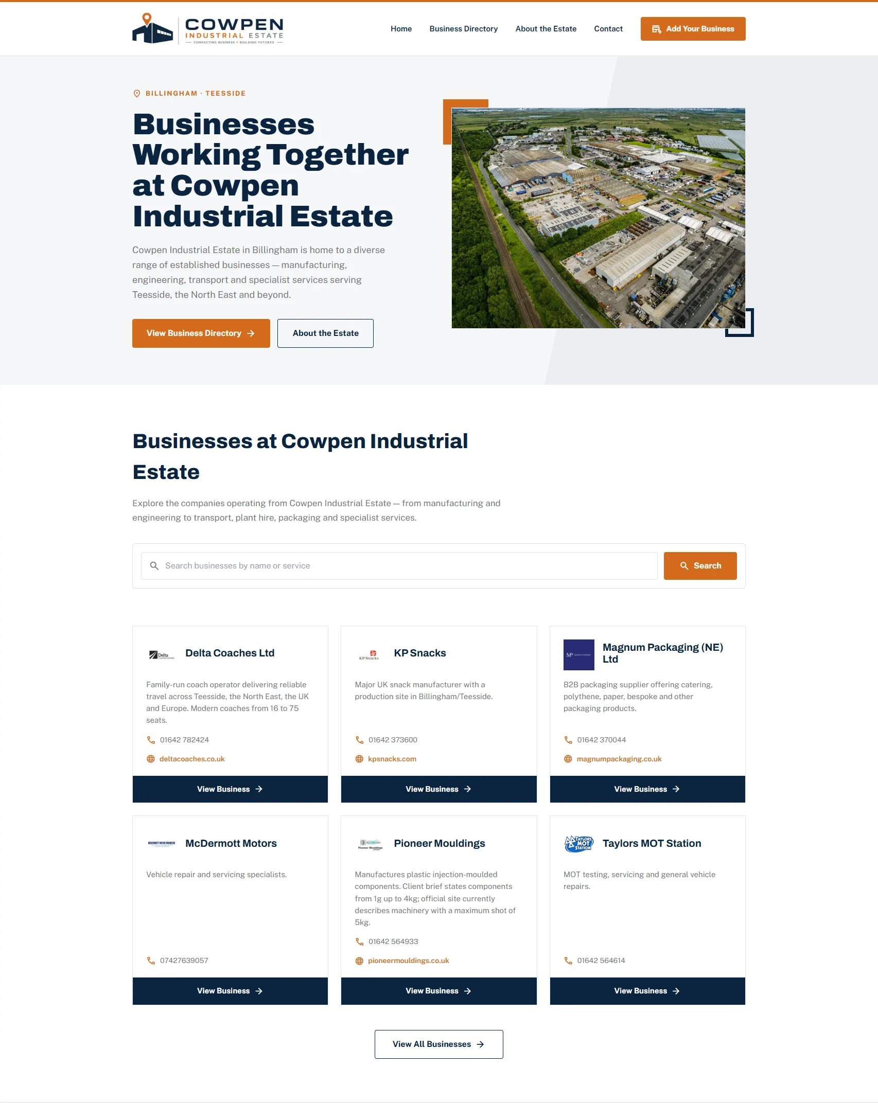 Cowpen Industrial Estate website screenshot