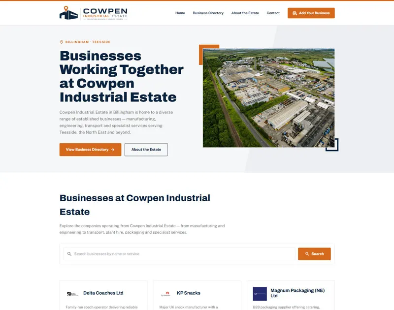 Cowpen Industrial Estate website screenshot
