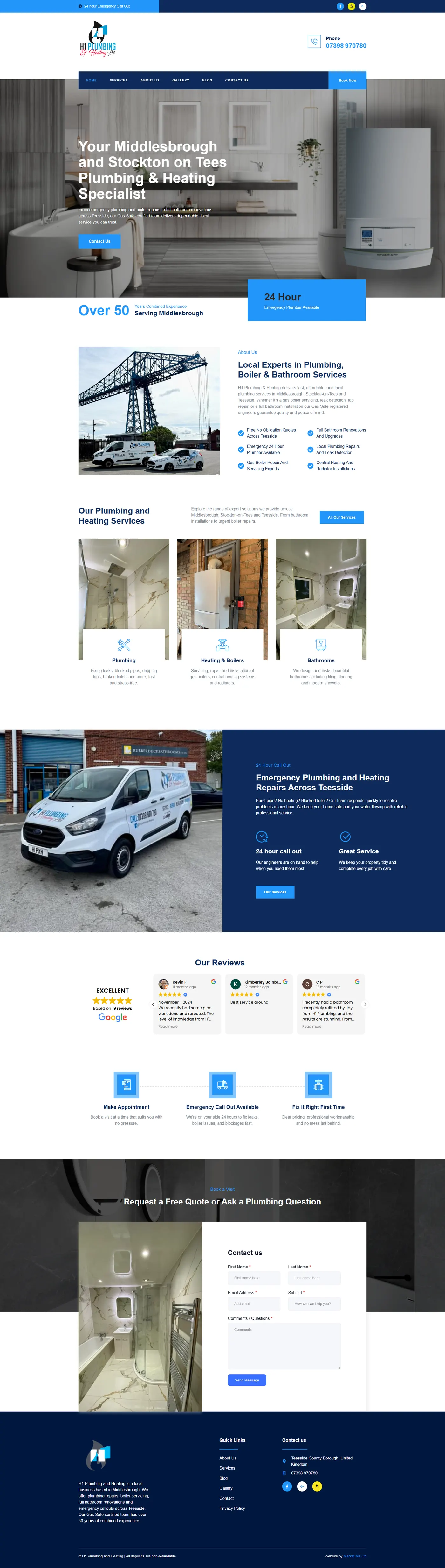 H1 Plumbing & Heating website screenshot