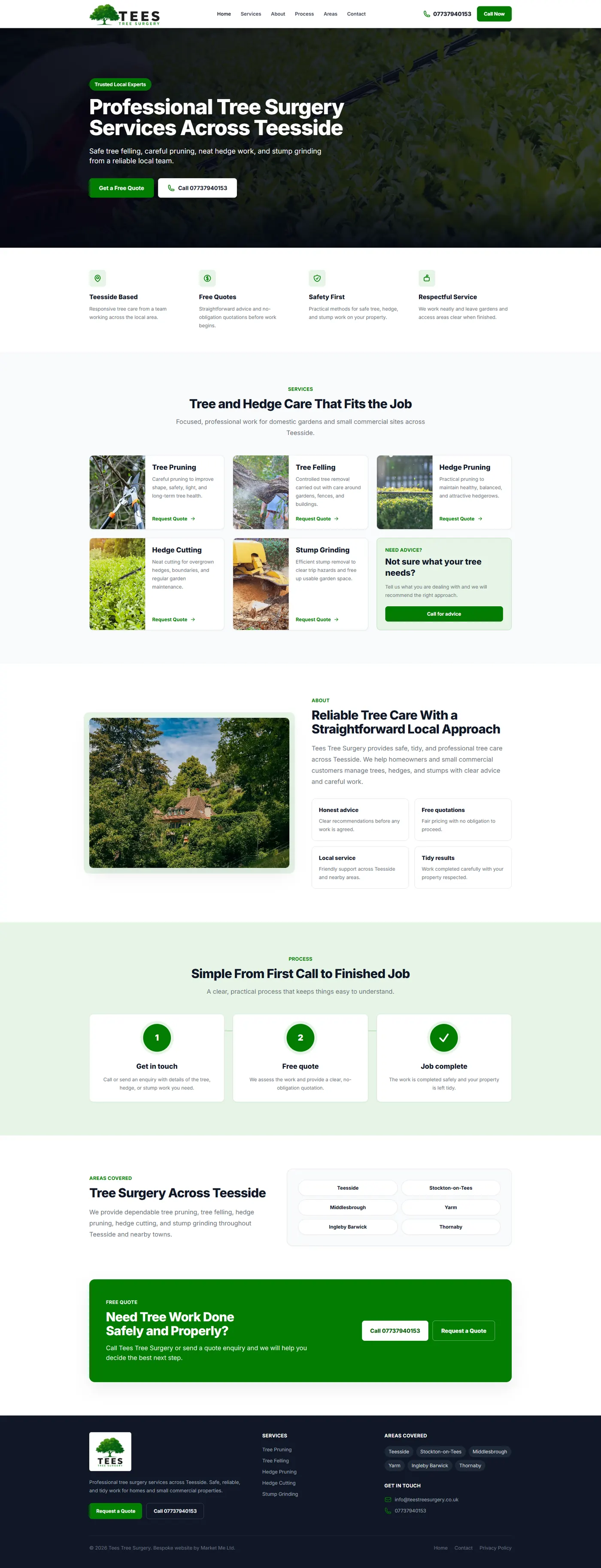 Tees Tree Surgery website screenshot